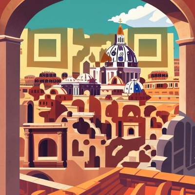 Rome Skyline Vector Poster QR Code for Posters