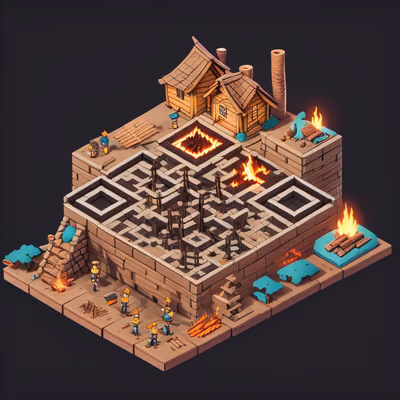 Isometric Frontier Outpost 3D QR Code Poster — image 1