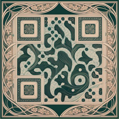 Art Nouveau Floral Tile QR Code Art