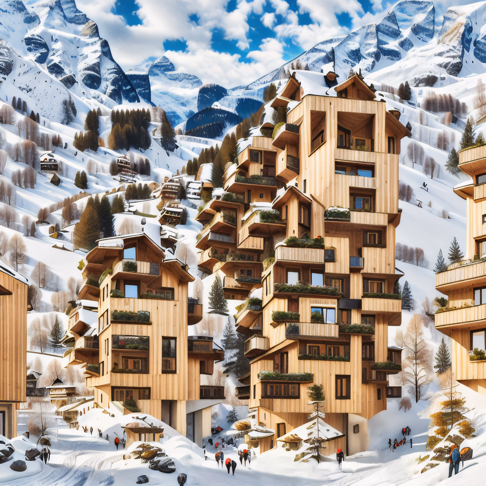 Alpine Timber Village Winter QR Code Art — image 1