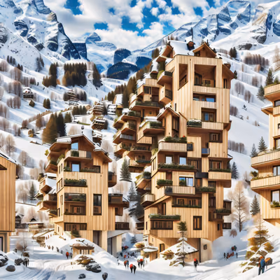 Alpine Timber Village Winter QR Code Art — image 1