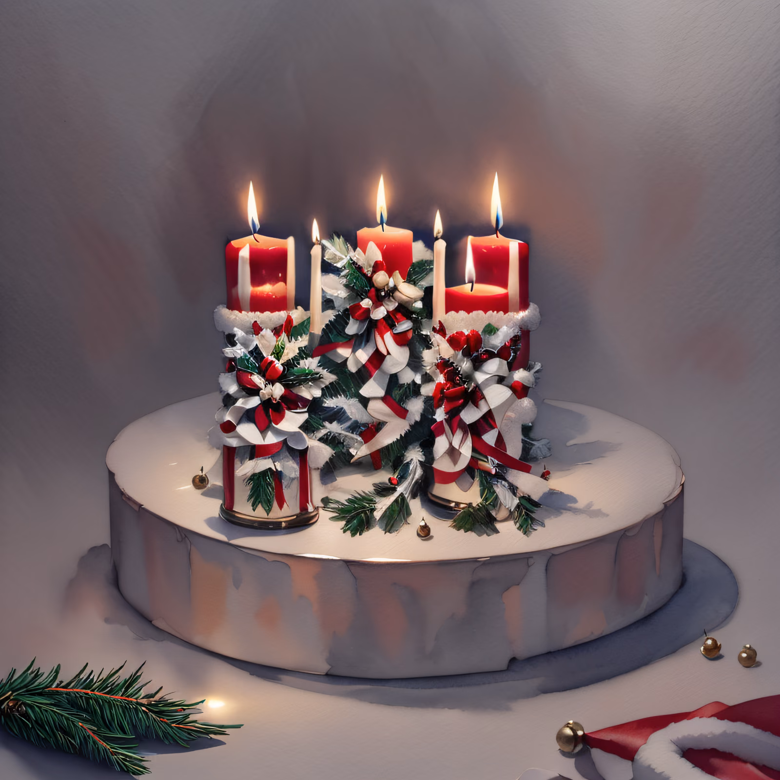 Christmas Candles Centerpiece Painting QR Code for Greeting Cards — image 1
