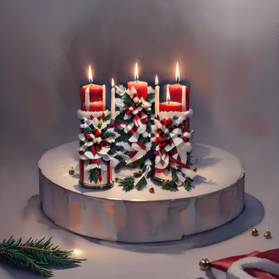 Christmas Candles Centerpiece Painting QR Code for Greeting Cards — image 1