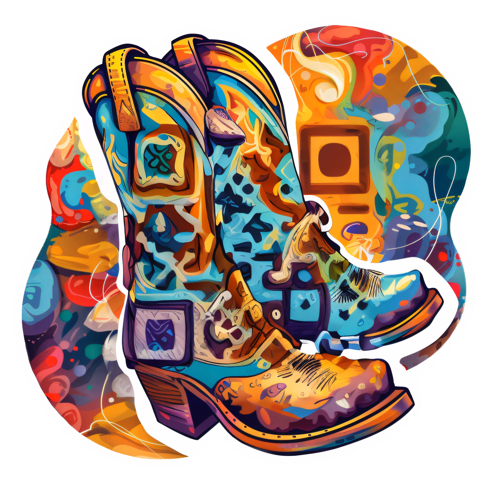 Cowboy Boots Vector Illustration QR Code for Stickers — image 1