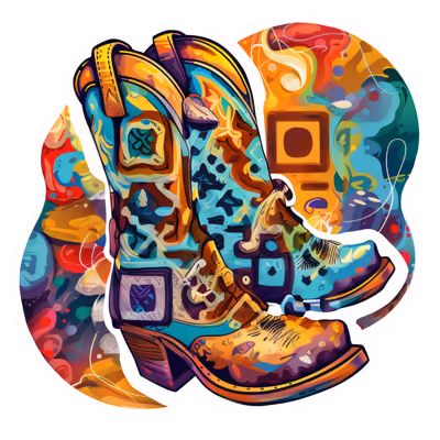 Cowboy Boots Vector Illustration QR Code for Stickers — image 1