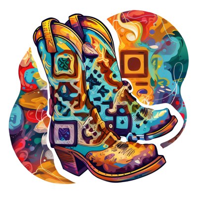 Cowboy Boots Vector Illustration QR Code for Stickers