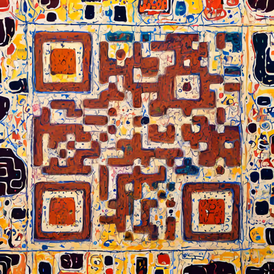Rust Brown Art Brut Abstract QR Code Art — image 1