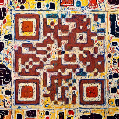 Rust Brown Art Brut Abstract QR Code Art