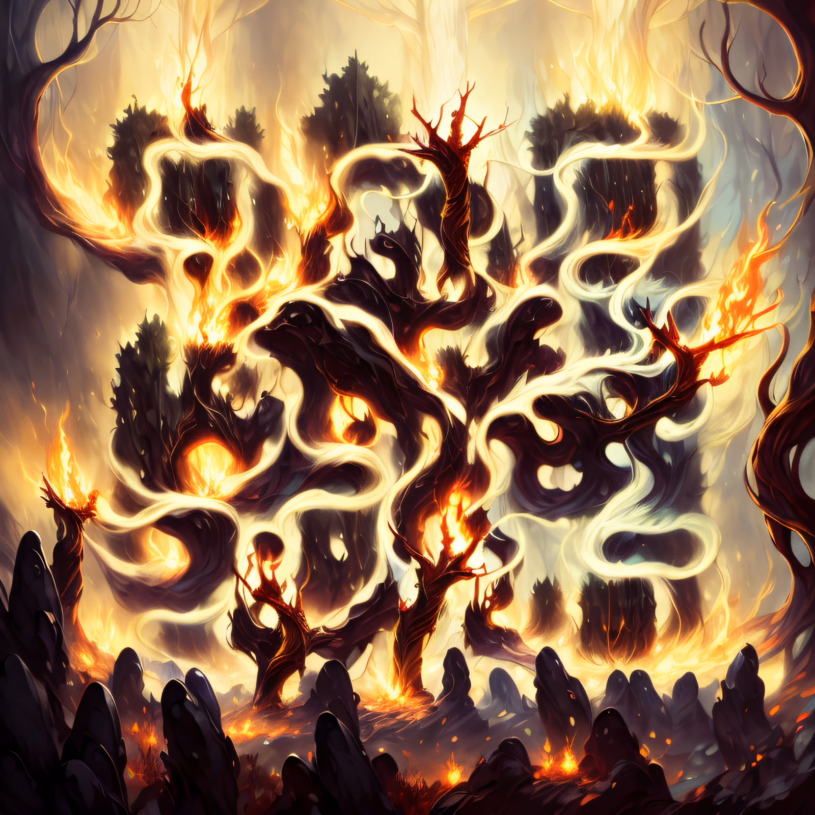 Burning Forest Fantasy Concept Art QR Code for Posters — image 1