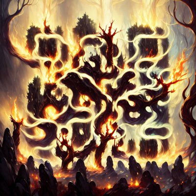 燃烧的森林奇幻概念艺术二维码海报设计