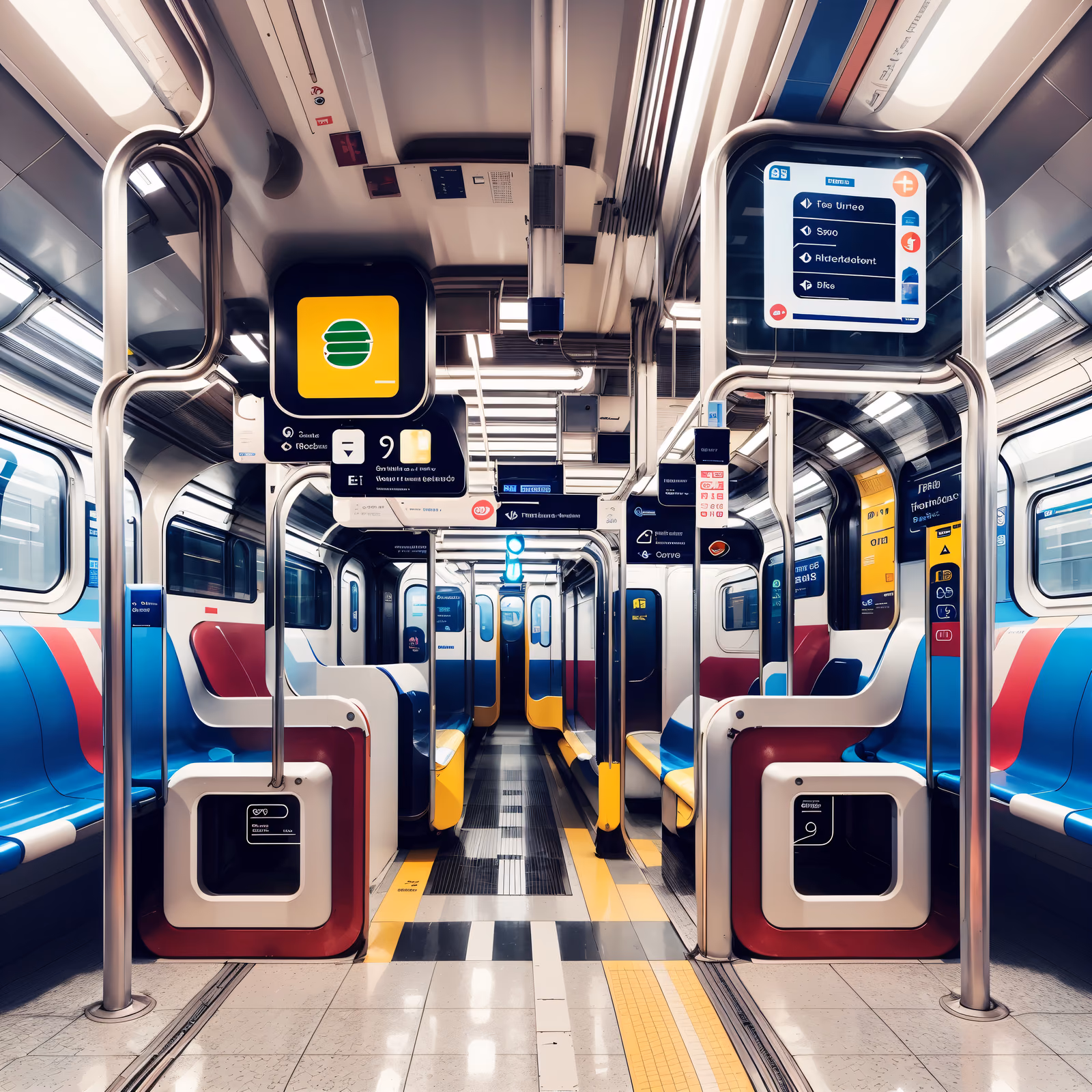 Retro Futuristic Subway Car Interior QR Code for Posters — image 1
