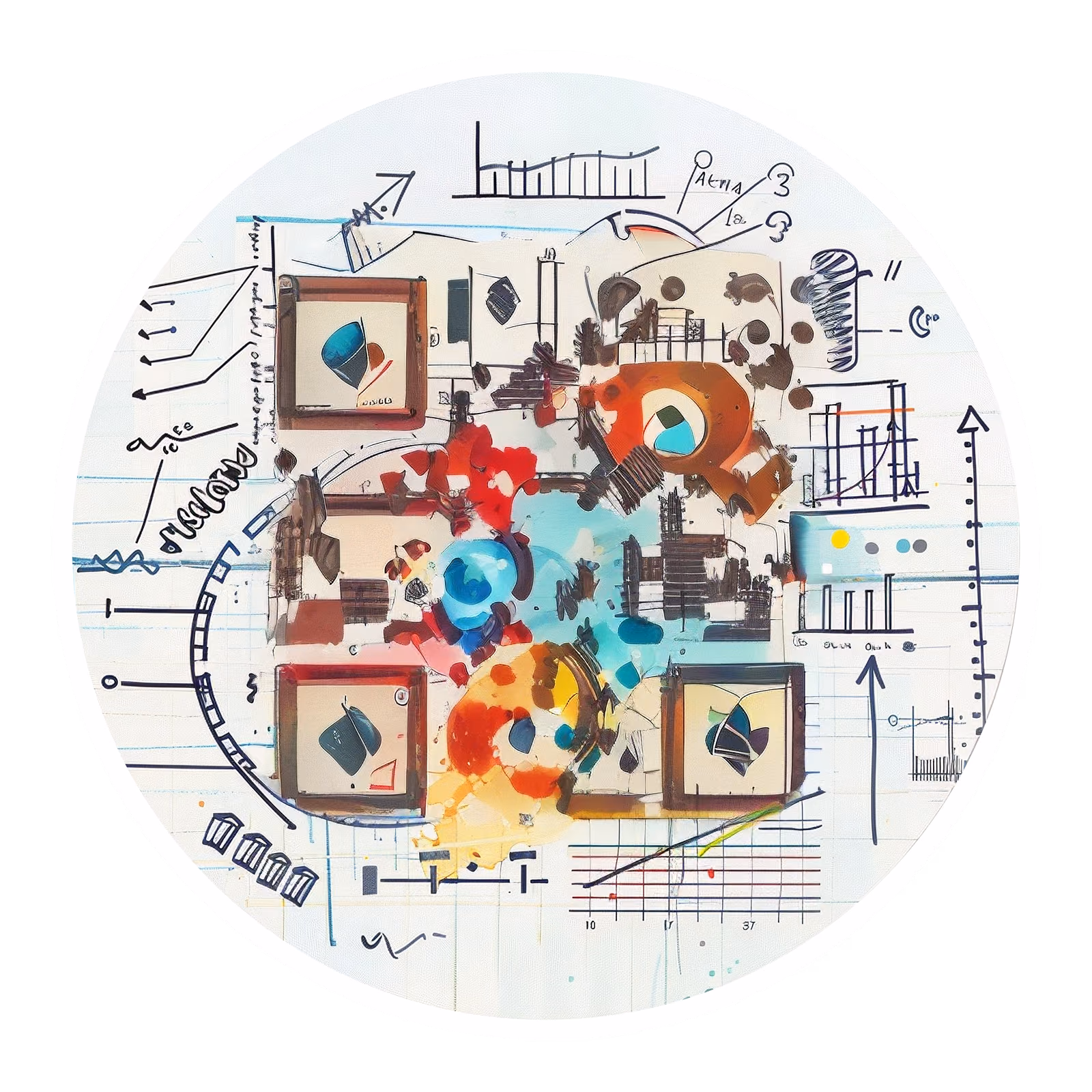 Whiteboard Diagram Watercolor QR Code for Stickers — image 1