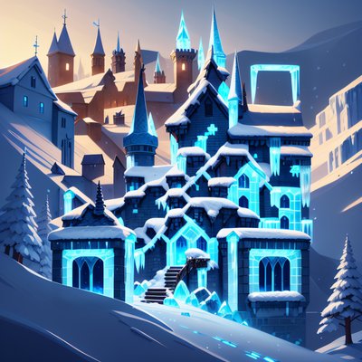 Glowing Ice Castle Digital Painting QR Code for Posters