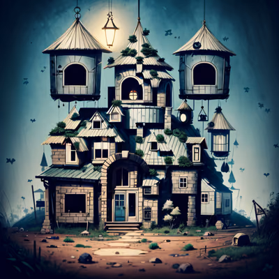 Crooked Moss Roof House Storybook QR Code for Posters — image 1