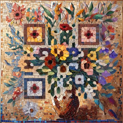 Floral Vase Mosaic QR Code Art