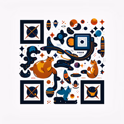 Cosmic Hamsters and Planets Vector QR Code for Stickers — image 1