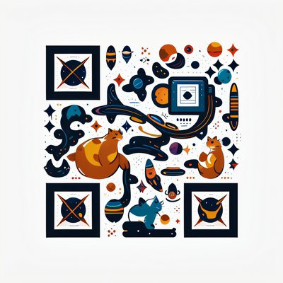 Cosmic Hamsters and Planets Vector QR Code for Stickers