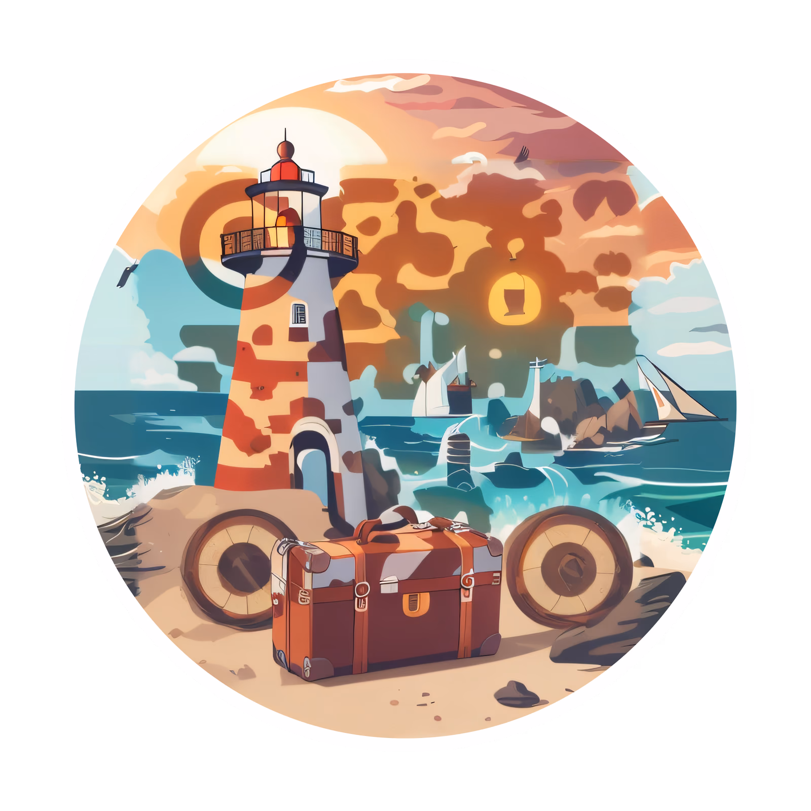 Lighthouse Coast Suitcase Vector QR Code for Stickers — image 1