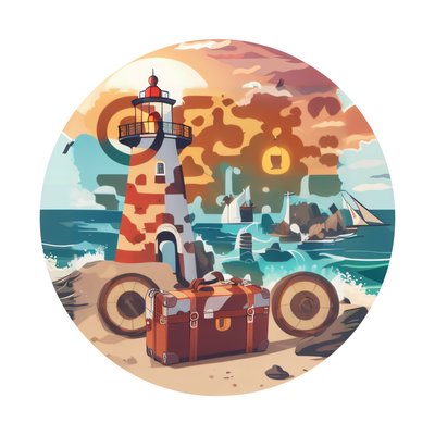 Lighthouse Coast Suitcase Vector QR Code for Stickers