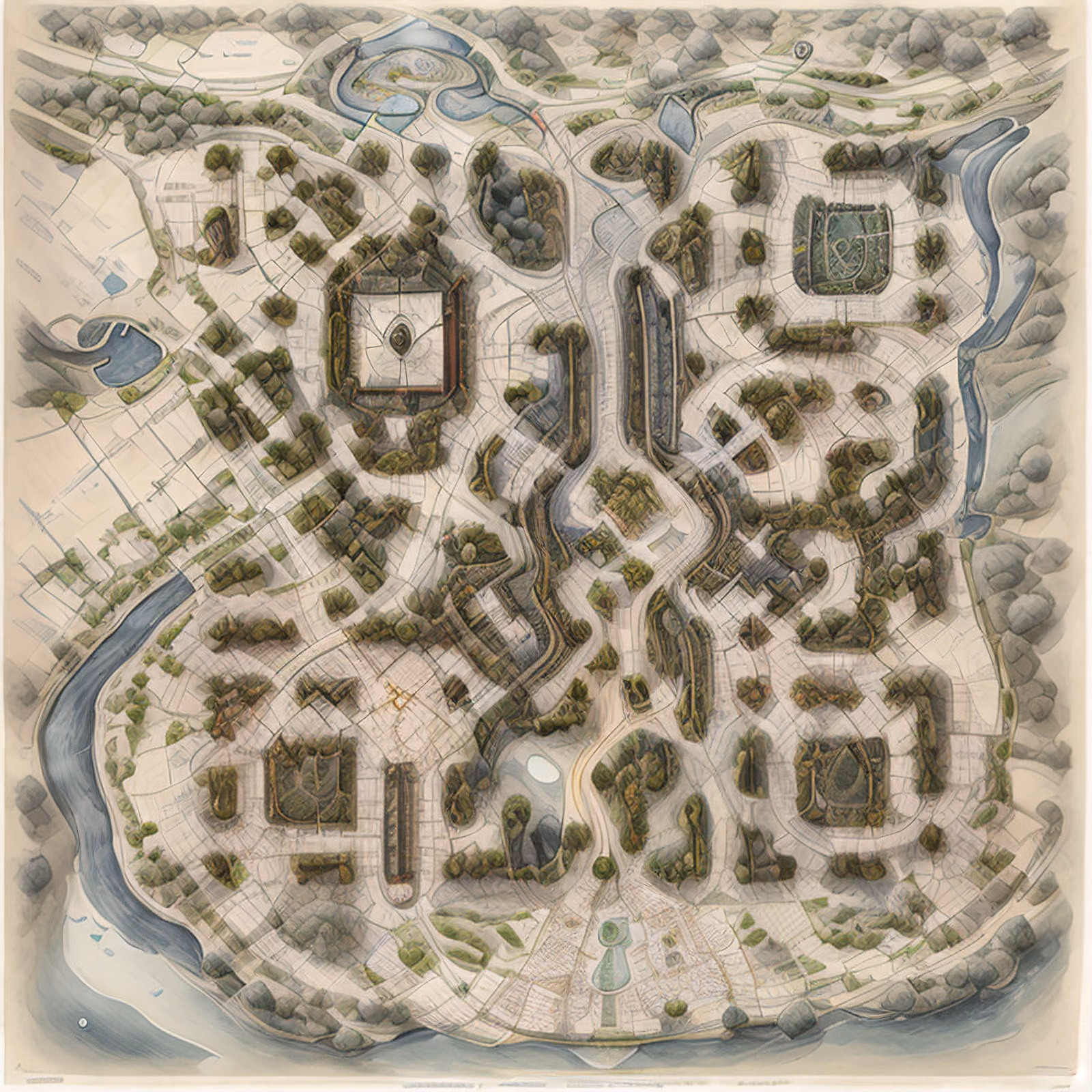 Aerial City Map Illustration QR Code Art — image 1