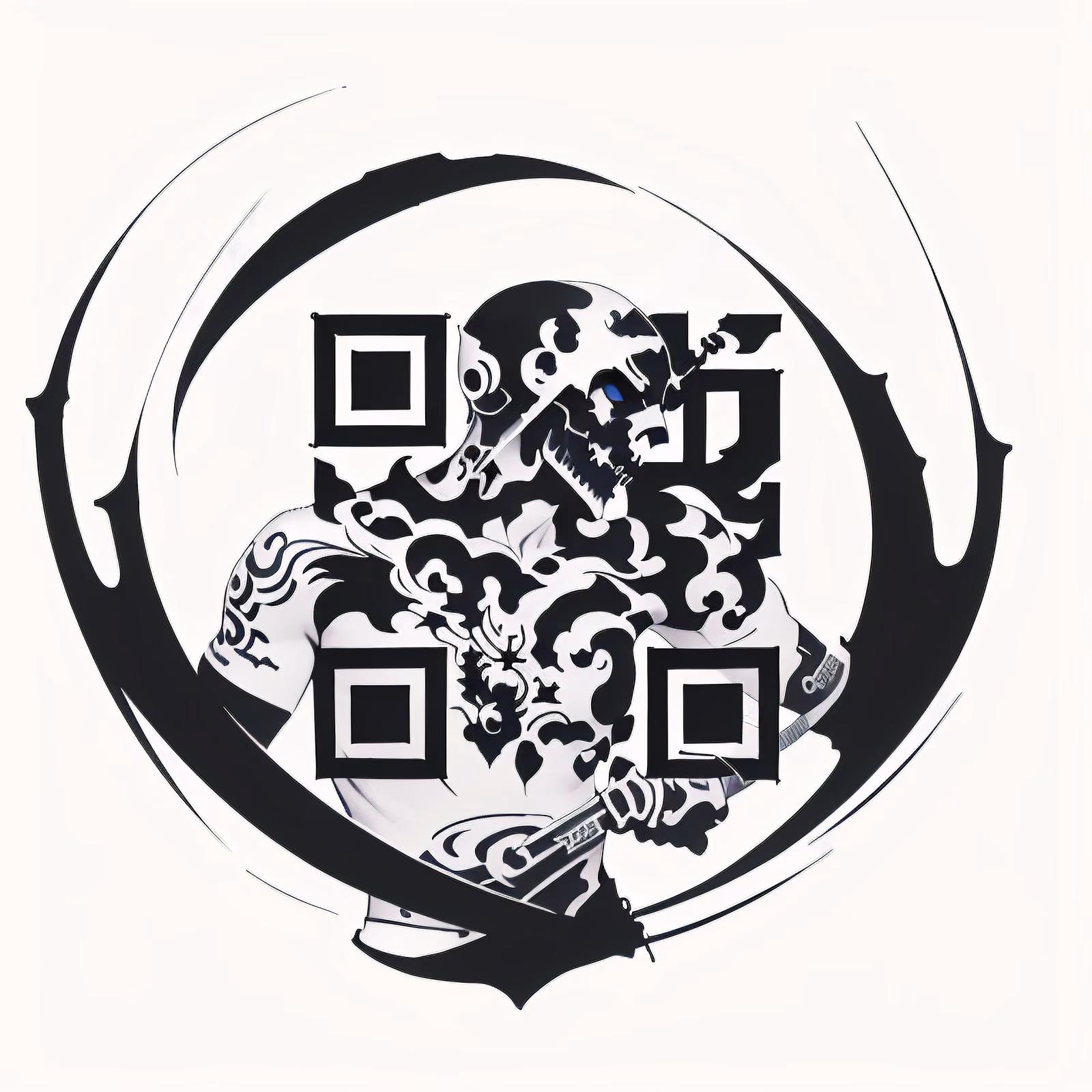 Skull Swordsman Tattoo Ink QR Code for Apparel — image 1