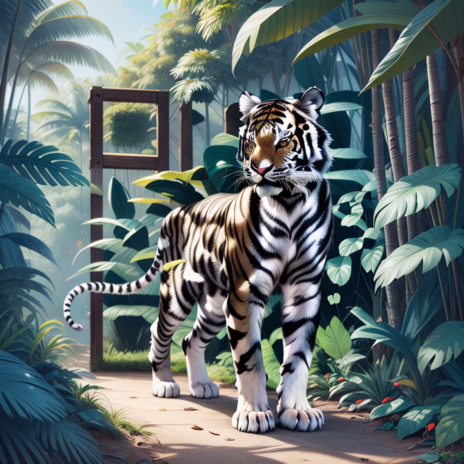 White Tiger Jungle Path Painting QR Code Art — image 1