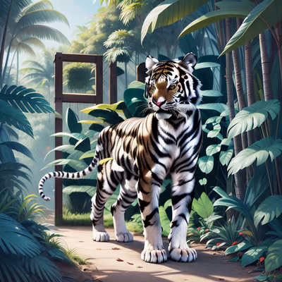 White Tiger Jungle Path Painting QR Code Art — image 1