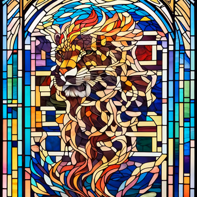 Lion Stained Glass Window QR Code Art — image 1