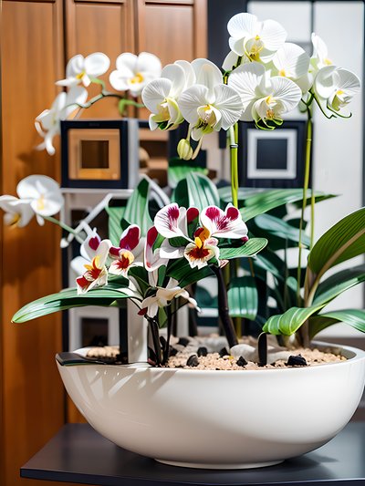 White Orchids Close-Up Photo QR Code Art