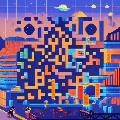 Pixel Night City Skyline QR Code for Posters — image 1