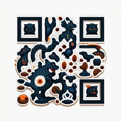 Dark Dinosaur Icon Vector QR Code for Stickers