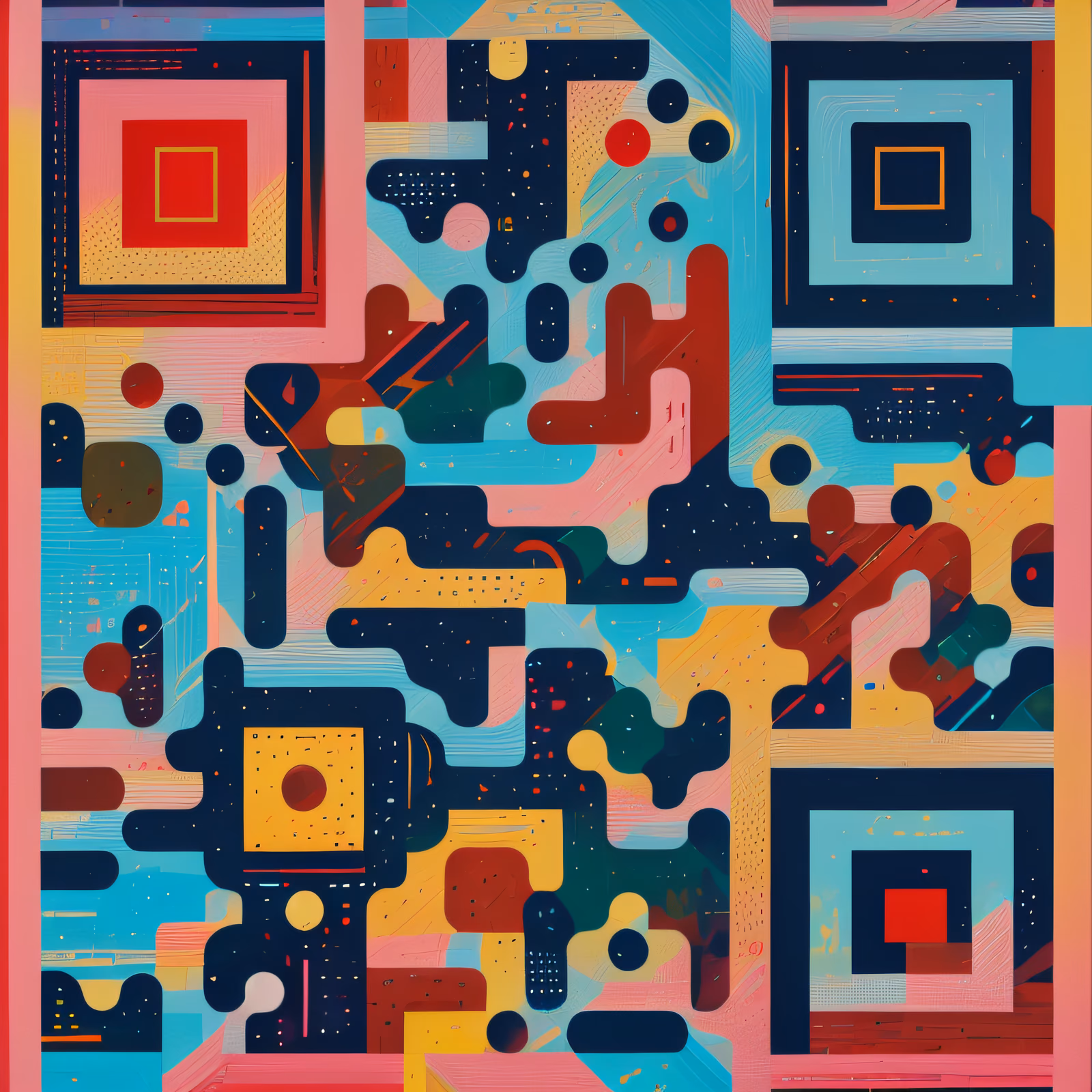 Colorful Geometric Abstract Pattern QR Code for Posters — image 1