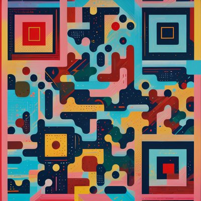 Colorful Geometric Abstract Pattern QR Code for Posters