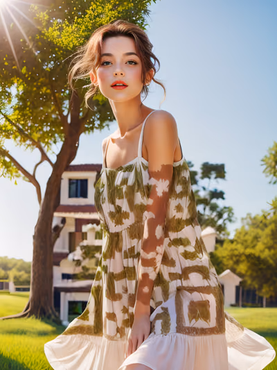 Woman in Summer Dress Photorealistic QR Code for Posters — image 1