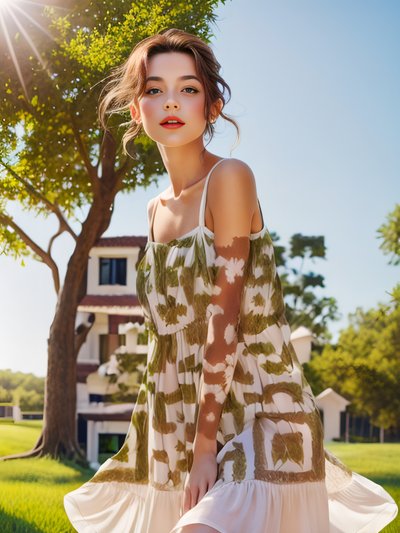 Woman in Summer Dress Photorealistic QR Code for Posters