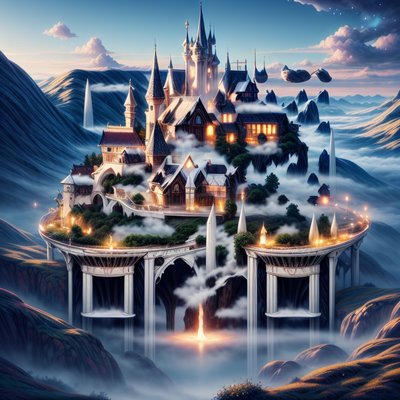 Misty Fantasy Castle Valley QR Code for Posters