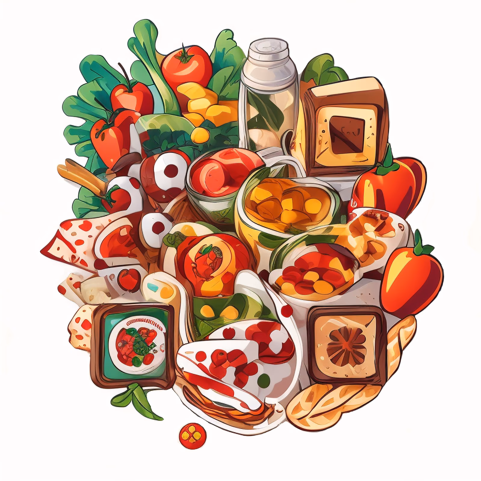 Food Cluster Vector Sticker QR Code for Stickers — image 1