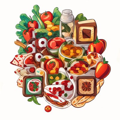 Food Cluster Vector Sticker QR Code for Stickers