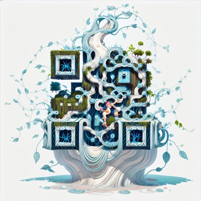Vine Wrapped Cube Tower QR Code for Posters