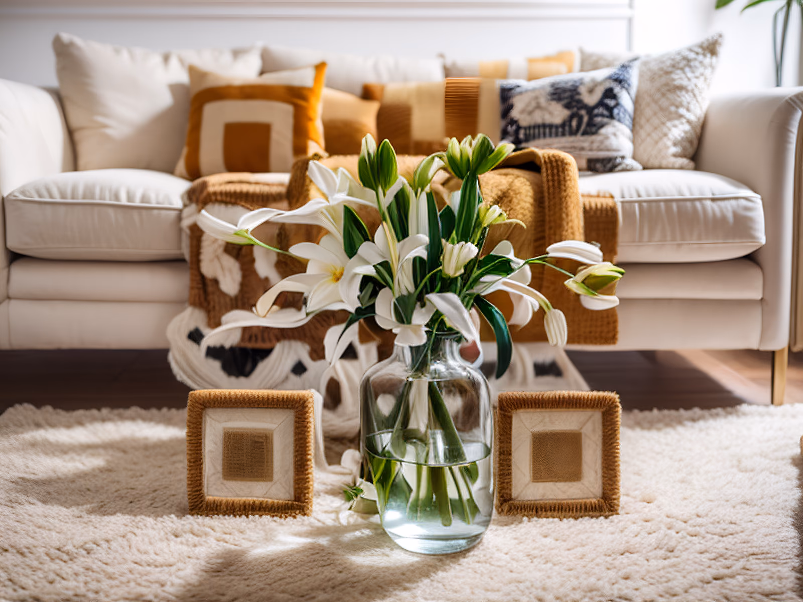 White Lilies Living Room Photo QR Code Art — image 1