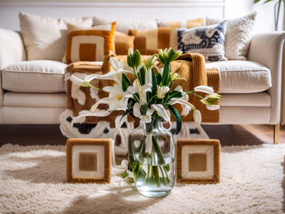 White Lilies Living Room Photo QR Code Art — image 1