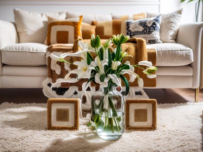 White Lilies Living Room Photo QR Code Art