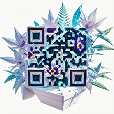 Passionflower Jungle 3D Render QR Code Art