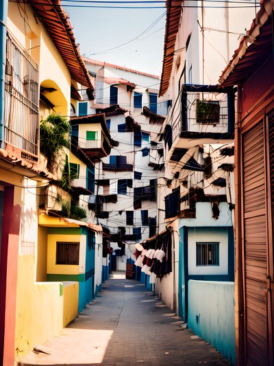 Colorful Brazilian Alley Film Photography QR Code for Posters