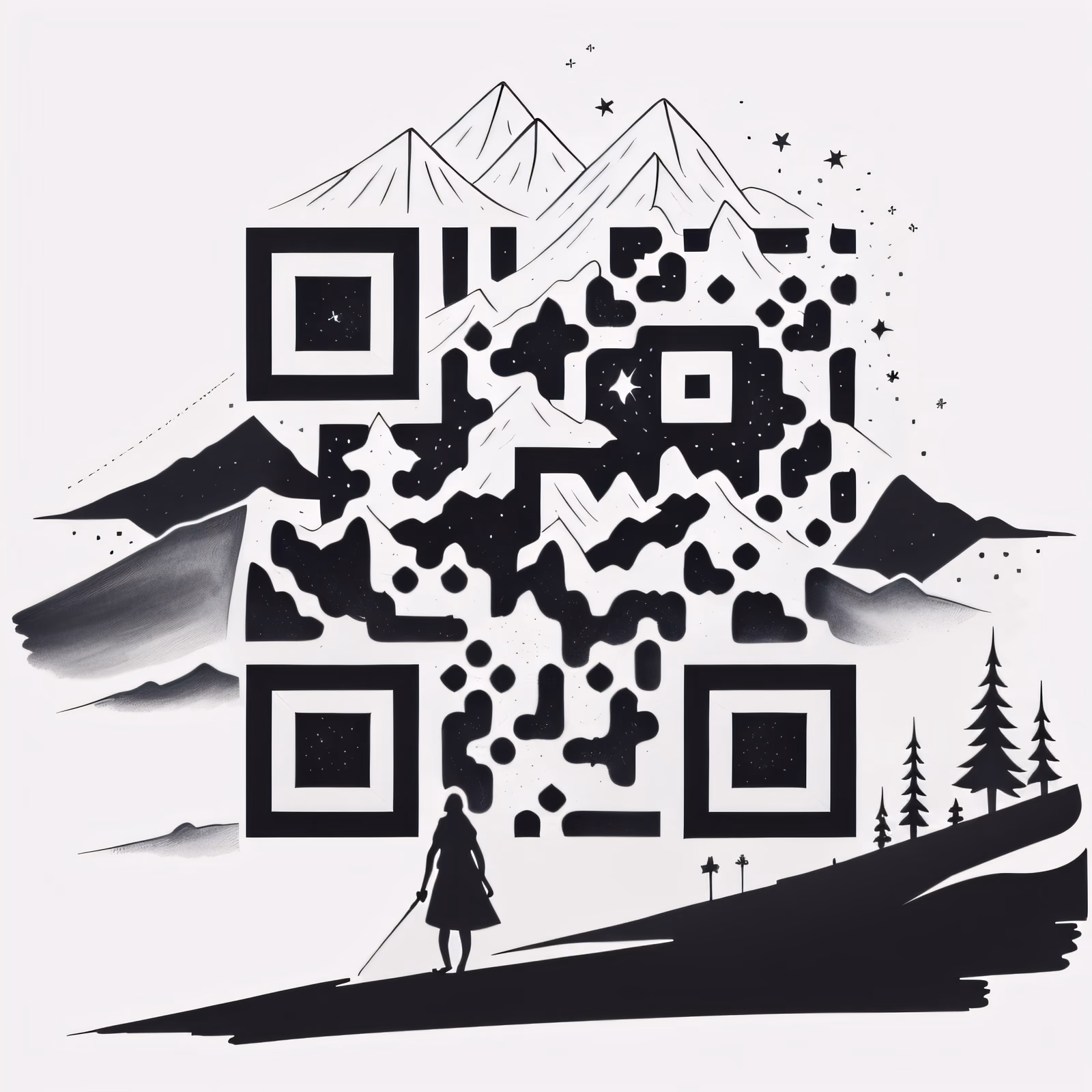 Звёздная гора, рисунок тушью: QR-код — изображение 1