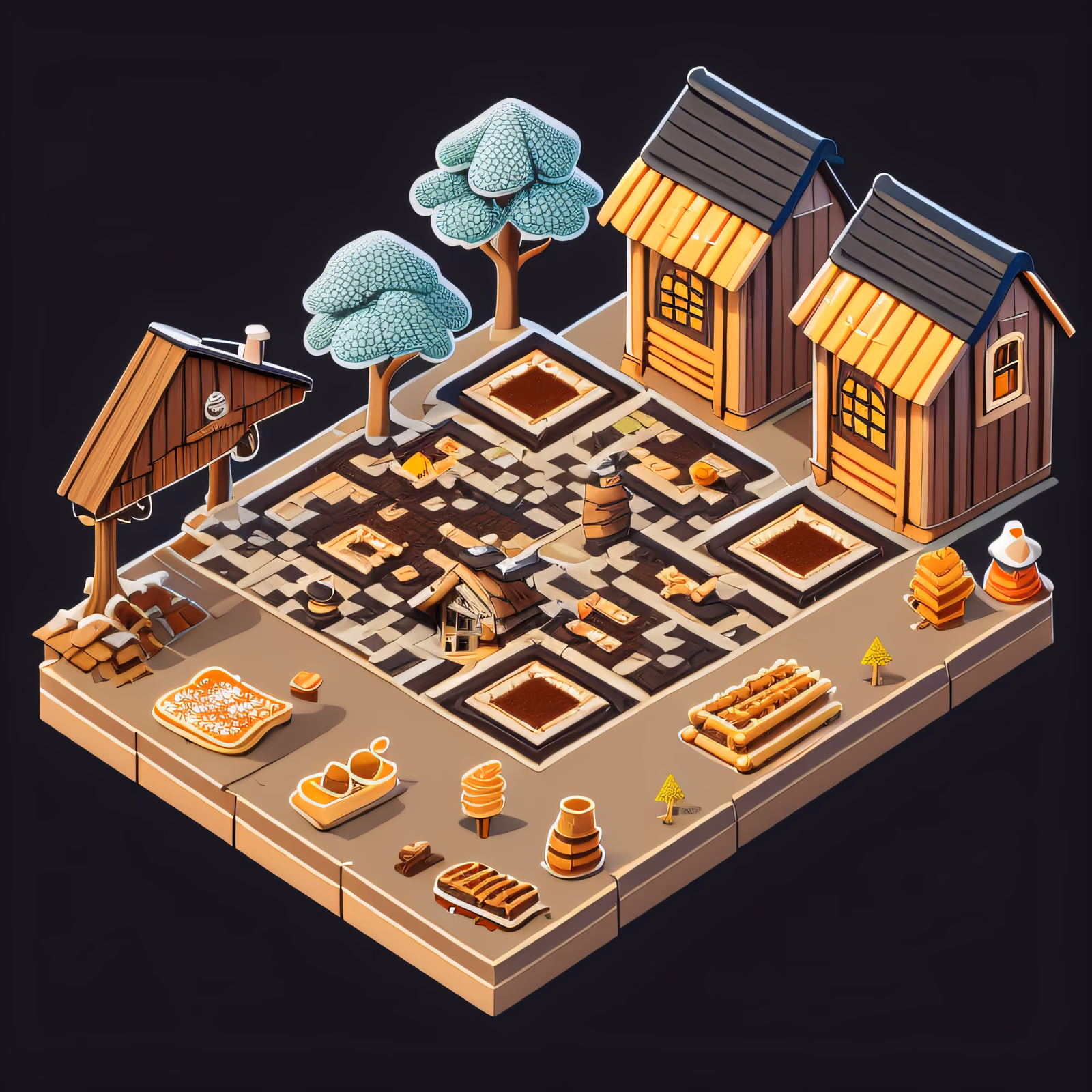 Isometric Maple Syrup Village 3D QR Code for Posters — image 1