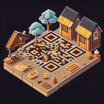 Isometric Maple Syrup Village 3D QR Code for Posters — image 1