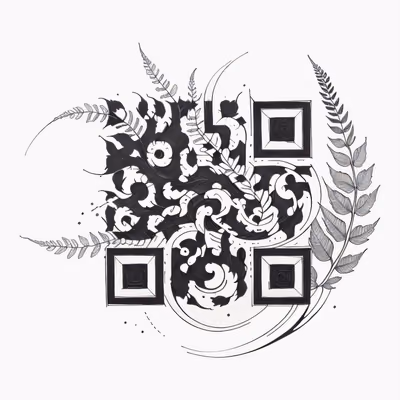 Fern Spiral Ink Tattoo QR Code for Temporary Tattoos — image 1