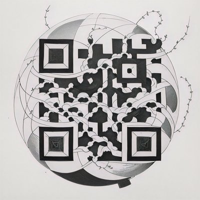 Globe and Vines Ink Tattoo QR Code for Temporary Tattoos