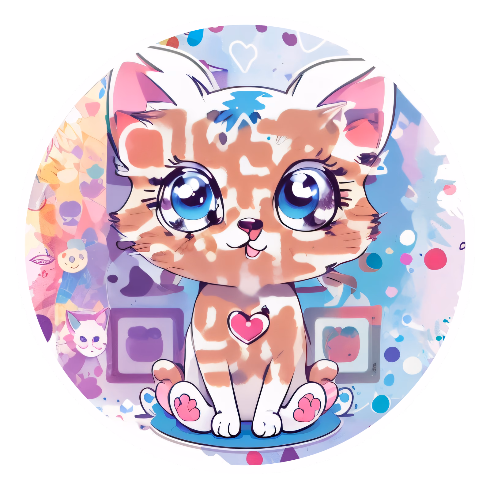 Kawaii Kitten Anime QR Code for Stickers — image 1